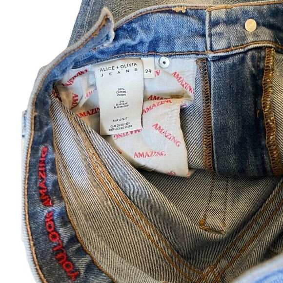 ALICE + OLIVIA Mid-Rise Straight Leg Jeans Size: US 24 - Picture 2 of 9